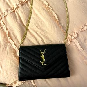YSL monogramme quilted wallet on chain
